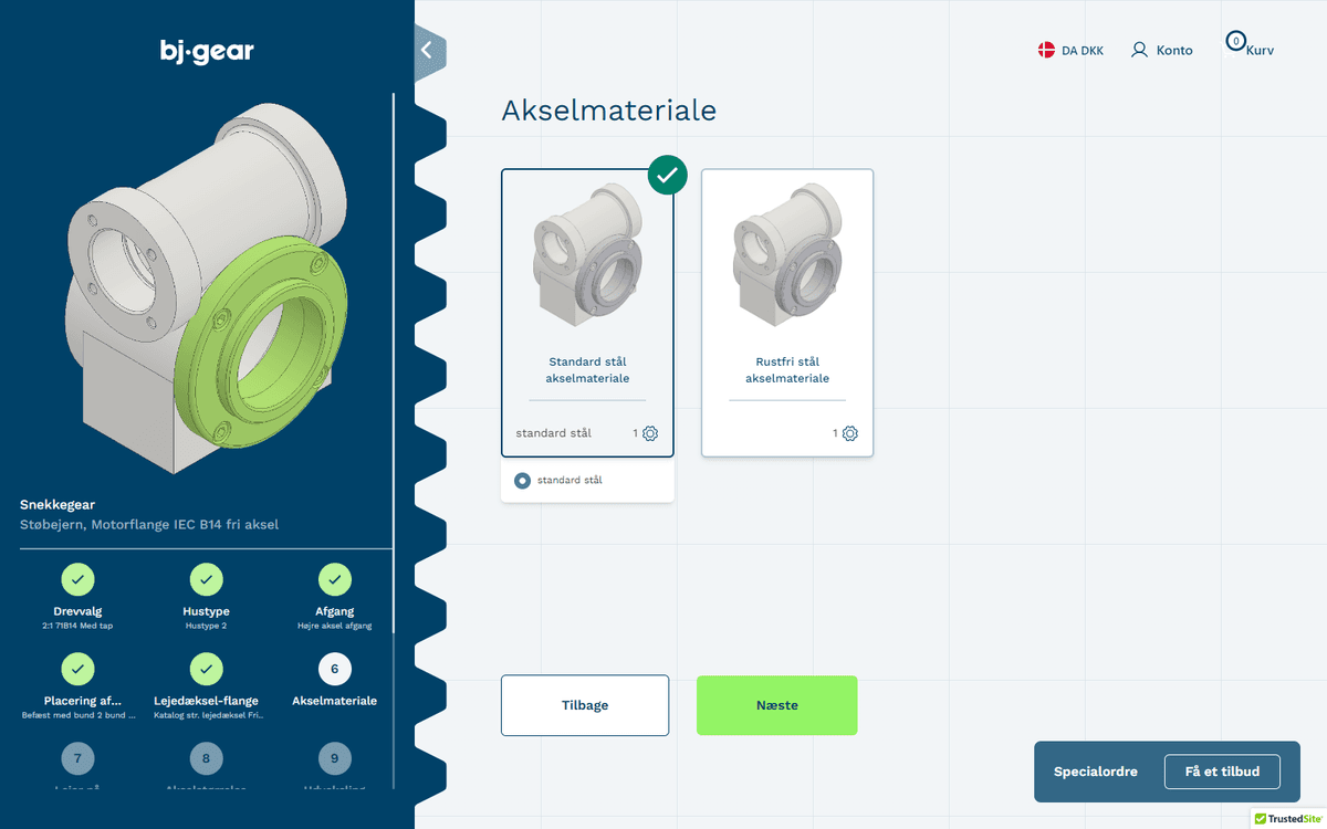 BJ Gear product configurator